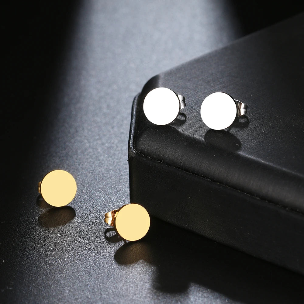 Maison velvet -Luna Minimalist Stainless Steel Gold studs Earrings